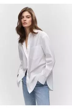 Рубашка широкого кроя с карманами Mango, белый