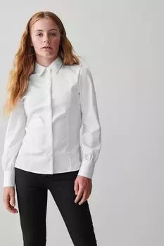 Рубашка школьная облегающая с кружевной отделкой для девочек старшего возраста Clarks, белый