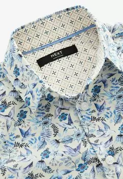 Рубашка Short Sleeve All-Over Print-Regular Fit Next, синяя