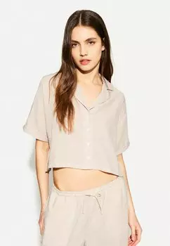 Рубашка SHORT SLEEVE Bershka, коричневый