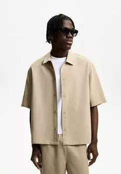 Рубашка SHORT SLEEVE BOXY TAILORED FIT Bershka, коричневый
