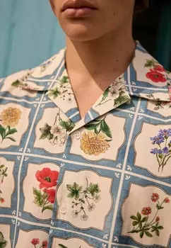 Рубашка SHORT SLEEVE FLORAL, REGULAR FIT Next, синий