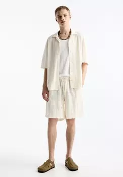 Рубашка Short Sleeve Open PULL&BEAR, бежевая