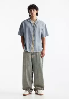 Рубашка Short Sleeve PULL&BEAR, темно-серая