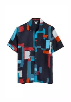 Рубашка Short Sleeve Seasalt Cornwall, альбом для рисования с абстрактным гольяном темно-синего цвета