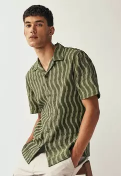 Рубашка Short Sleeve With Cuban Collar Regular Fit Next, зеленая