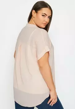 Рубашка Short Sleeve Yours Clothing, светло-розовая