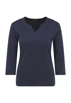 Рубашка Сибие, разрез горловины, рукава 3/4, женская Adagio, темно-синий