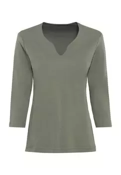 Рубашка Сибие, разрез горловины, рукава 3/4, женская Adagio, хаки