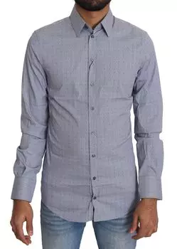 Рубашка Sicilia Slim Fit из хлопковой смеси в горошек Dolce & Gabbana, серый
