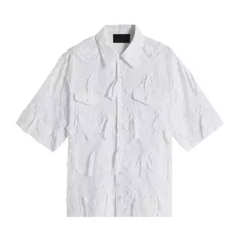 Рубашка Simone Rocha Lace Relaxed Short-Sleeve Shirt, белый
