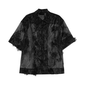 Рубашка Simone Rocha Sheer Boxy Shirt 'Black', черный