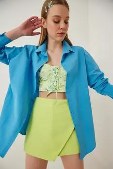 Рубашка - Синяя - Oversize Happiness stanbul, синий