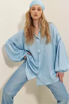 Рубашка - Синяя - Oversize Trend Alaat Stili, синий