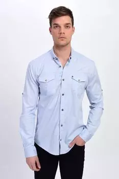 Рубашка - Синяя - Приталенная DYNAMO, синий