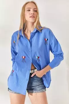 Рубашка – синяя – стандартного кроя Olalook, синий