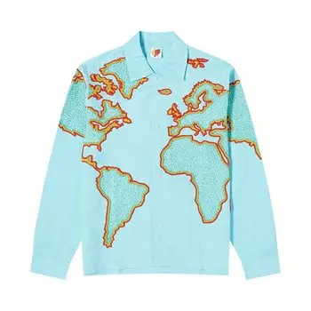 Рубашка Sky High Farm Workwear World Map Embroidered Shirt, синий