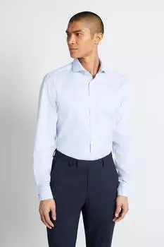 Рубашка Sky приталенного кроя с двойными манжетами и саржевым узором MOSS, синий