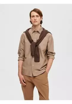 Рубашка SLHREGRICK-OX FLEX LS W NOOS Selected, темный землистый