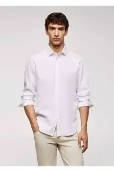 Рубашка Slim Fit из хлопка Mango, синий