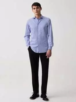 Рубашка Slim-Fit из хлопка в двойную полоску Ovs, цвет white/blue