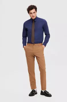 Рубашка Slim Fit из органического хлопка. Selected, темно-синий