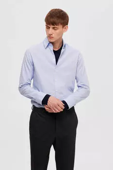 Рубашка Slim Fit из органического хлопка. Selected, синий