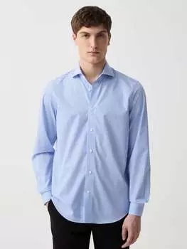 Рубашка Slim-Fit из полосатого хлопка Ovs, цвет white/light blue