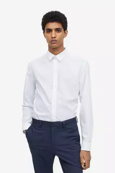 Рубашка slim fit, которую легко гладить H&M, белый