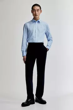 Рубашка slim fit, которую легко гладить H&M, синий