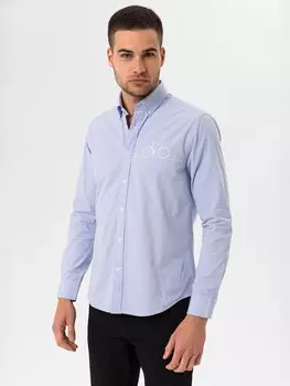 Рубашка Slim Fit на пуговицах By Diess Collection Oxford, светло-синий