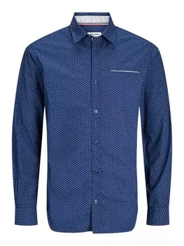 Рубашка Slim Fit на пуговицах JACK & JONES JJERemy, синий/темно-синий