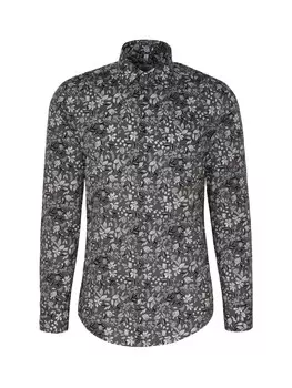 Рубашка Slim Fit на пуговицах SEIDENSTICKER Shaped, цвет Silver grey/Light grey/Dark grey