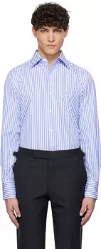 Рубашка Slim Fit в сине-белую полоску TOM FORD