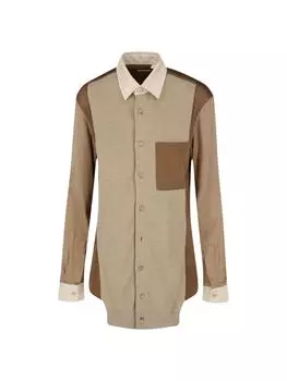 Рубашка смешанной техники Burberry, цвет Camel