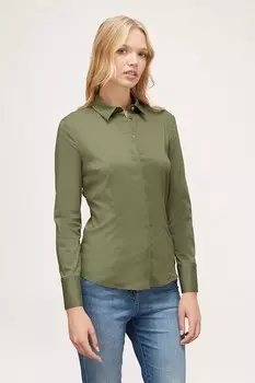 Рубашка со потайными пуговицами Motivi, зеленый