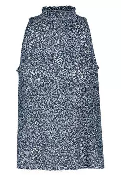 Рубашка со присборенным воротником стойкой. Zero, синий