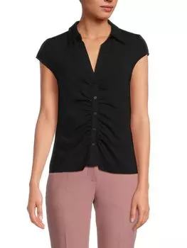 Рубашка со рюшами и воротником Laundry By Shelli Segal, черный