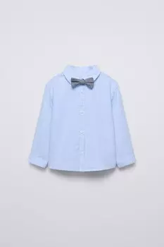 Рубашка со съемным галстуком-бабочкой ZARA, синий