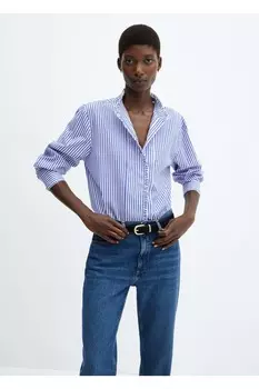 Рубашка со сборками Mango, синий