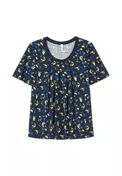 Рубашка со складками, А-силуэта Sheego, цвет Tiefblau Gemustert