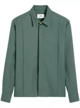 Рубашка со складками AMI Paris, зеленый