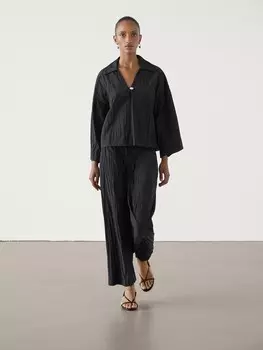 Рубашка со складками и пуговицами Massimo Dutti, серый