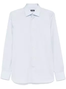 Рубашка со срезанным воротником Zegna, синий