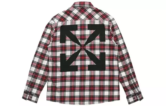 Рубашка со стрелками из фланели в клетку по всей поверхности Off-White, красный