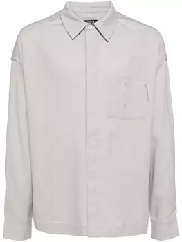 Рубашка со вставками и вышитым логотипом FIVE CM, серый