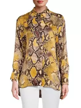 Рубашка со змеиным принтом Patrizia Luca, серый