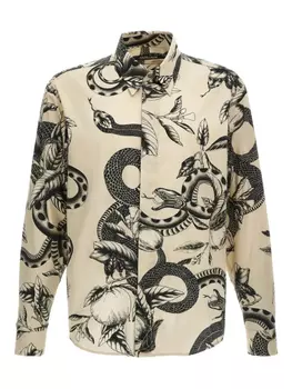 Рубашка со змеиным принтом Roberto Cavalli, белый