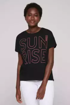 Рубашка SOCCX с круглым вырезом и удлиненной спиной, черный