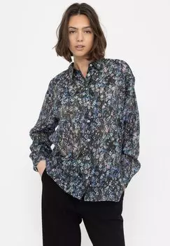 Рубашка Soft Rebels, мультипоп-цветочный лазурно-синий принт